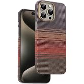KeepHone iPhone 15 Pro Max ile Uyumlu MagSafe Şarj &Ouml;zellikli Aramid Karbon Fiber Kevlar Kılıf, Pudra