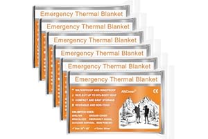ANCwear Emergency Blankets Pack-6,Foil Mylar Thermal Blankets Space Blanket 52"x82" for Outdoors,Hiking,Survival,or First Aid