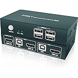 KVM HDMI Switch USB 2 Port, Commutateur KVM HDMI 4K@ 30Hz,Brancher 2 PC Sur 1 Ecran,4 USB2.0, 2 In 1 Out,YUV 4: 4: 4, Ultra H