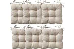 REINO MANSIDI Cojines para Silla, Acolchados 40 x 40cm, Relleno de Fibra Hueca 5cm, Ideal para la Decoración de Cocina y Salón, Comedor y jardín. Fabricados en España (Pack 6, Beige)