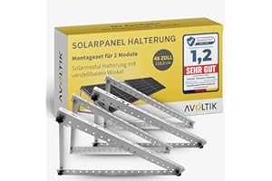 Avoltik Balkonkraftwerk Halterung 2er Set bis 118cm I Solarpanel Halterung für 2 Module I Verstellbar 0-90° I Ideal für Dach, Balkon & Boden