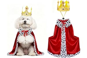 Puluole Disfraz de perro King para perros grandes, disfraz de Halloween para perro, divertido disfraz de Halloween para mascotas, ropa para perro y gato (S)