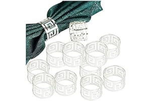 ANLOO Ronds et porte-serviettes, 6/12 pièces Anneau de serviette en métal porte-boucle de serviette pour la décoration de table (12 PCS-ARGENT)