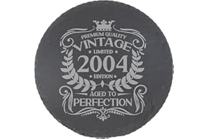 ALWAYS LOOKING GOOD 21st Birthday Gift for Men Vintage 2004 Aged to Perfection Engraved Slate Coaster Present for 21 Year Old Etched Natural Slate Placemat (Round Slate)