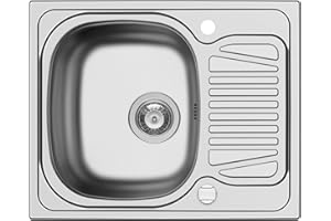 Pyramis 100132512 - Lavello da incasso in acciaio inossidabile, modello Sparta, con 1 vasca e 1 gocciolatoio, 62 x 50 cm