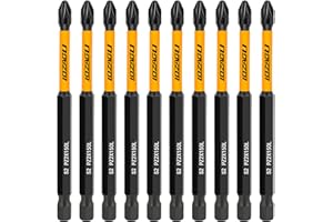 LOZAGU 10-Piece PZ2 100mm Bits, PZ2 Magnetic Screwdriver Impact Bits Set, Pozi Pozidriv Bits with Storage Box