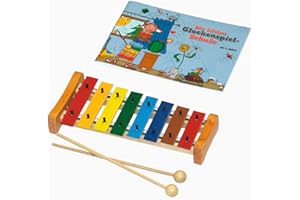 Das bunte Glockenspiel-Set von Voggenreiter Glockenspiel C-Dur mit Holzschlägel und Glockenspielschule (8 metallische Klangplatten, diatonisch), bunt