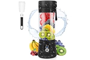 Miaoke Przenośny mikser, osobisty mini mikser do soków z sześcioma ostrzami w 3D, ładowany przez USB, sokowirówka do domu/biura/na zewnątrz (czarny)