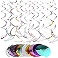 Swirl Decoration,14pcs Hanging Spiral Decorations for Party,2 Sizes Spiral Swirl Streamers,Multicolor Foil Ceiling Decorations for Valentine's Day,Christmas Wedding,Birthday,Baby Shower
