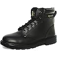 Unisex Black Leather 6 Eye Safety Boot - Apprentice - Black - size UK Mens Size 9