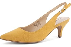 Greatonu Pointed Toe Sandals Slingback Kitten Heel Pointed Toe Pumps