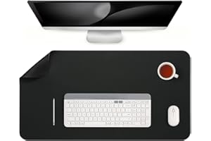Jumdast Desk Mat, Double-Sided Non-Slip Table Mat, Multifunctional Office Mouse Mat, Laptop Desk Mat, Faux Leather Desk Mat (Black, 43 x 90 cm)