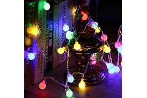 PhilzOps Łańcuch świetlny z 100 kulami LED, kolorowy, 10 m, na zewnątrz, zasilany prądem, 8 trybów, wodoszczelny, RGB, oświetlenie imprezowe z funkcją pamięci, dekoracja na Boże Narodzenie, do pokoju