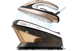 Reemix Ferro da Stiro con Caldaia, 2400W, Pressione 5,5 bar, Piastra in Ceramica Antiaderente, 3 impostazioni di vapore, Funzione Vapore Verticale, Anticalcare, Serbatoio 1,5 L