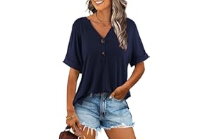 Beluring Oberteil Damen Kurzarm/Langarm Blusen Sexy V Ausschnitt T-Shirt