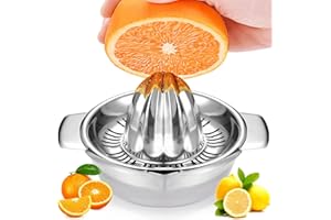 Kezidhp Presse-Agrumes Manuel 300ML en Inox – Presse Citron et Orange – Extracteur de Jus à Rotation – Outil Professionnel pour Citrons, Oranges, Agrumes