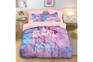 EKBFPOT K Pop Demon Hunter Single Size Duvet Cover Sets Soft Printed Bedding Set Brushed Microfiber Duvet Covers with Pillowcases Kpop Demon Hunters 135x200 CM Anime 22