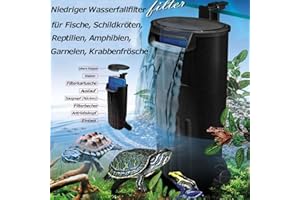OSATNB Acuario biofilter filtro interior de tortuga, depósito de cascada, bomba de purificación de agua, filtración orgánica para agua fría, acuario tropical, tortuga, rana, cangrejo hasta 130 L (600 L/H)