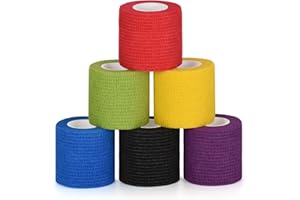 Sagafly 6Pcs Pet Vet Wrap Cohesive Bandages for Dogs Cats Horse Self Adherent Bandage for Wrist Ankle Self Adhesive Cohesive Dog Bandage Non-Woven Elastic Bandage Tape 5cm x 4.5m