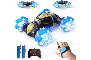 Tecnock RC Car Remote Control Car for Kids Adults, 1:20 Scale 4WD Gesture Sensor Remote Control Crawler, 2.4 GHz Transform RC Stunt Car with Light, Gift for Boys Girls