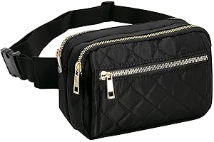 Long Keeper Bumbags for Ladies - Black Fashion Waist Packs Crossbody Fanny Pack for Women Men Bum Bag with Adjustable Belt for Party Travel Walking Outdoor