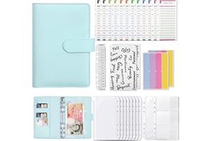 LEEGOHI Ring Binder Set, 28 pcs Budget Binder with Cash Envelopes, Label Sticker Sheets, Budget Sheets, Money Saving Wallet, Blue