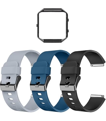 TopTen Silikon-Armband Mit Edelstahlrahmen Für Fitbit Blaze – Verstellbar, Einfach Zu Wechseln