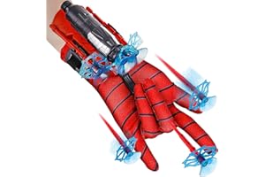 Jinhuaxin 8 Pcs Spider Web Shooter, Spider Launcher Wrist Toys Set Contains 1 Gloves, 1 Launchers, 6 Suction Cup Darts, Launcher Gloves Toy Fulfills your Hero Dreams