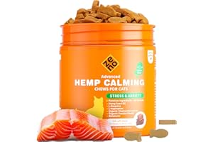 ZENO Hemp Calming Chews For Cats Anxiety 200 pcs - Cat Anxiety Relief - Cat Melatonin - Cat Calming Chews - For stress, travel, check-up, barking or grooming - Cat Calming Treats - Salmon