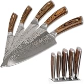 3 Claveles Set of 5 Professional Knives with Hammered Blade, Sakura Range, Super Chef Selection