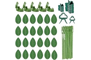 DOKEI 80 Piezas Clips de Fijación de Plantas Trepadoras, Clips para Plantas de Jardín, Lazos Ajustables para Plantas Clip Autoadhesivo en Forma de Hoja Soporte Invisible para Enredaderas