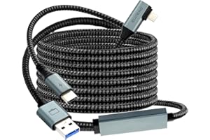 ELUTENG 5m Link Kabel kompatibel mit Oculus/Meta Quest 3/2/Pro/Pico 4 Zubehör and PC/SteamVR, 5Gbps Nylon geflochtenes USB 3.0, 18W Typec zu A+C Kabel