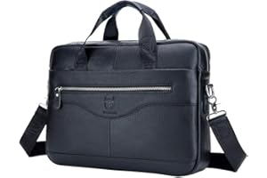 Xieben Leather Shoulder Messenger Bag Briefcase for Men Women Travel Outdoor Business Office Hangbag Laptop Pack Crossbody Sling Pouch Daypack Black