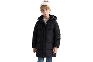 SOLOCOTE Jungen Winter Mäntel Dicke Verlängerte Wasserabweisende Oberbekleidung mit Kapuzenjacke für Kinder