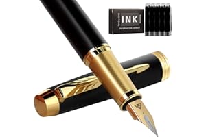 Zalantan Fountain Pen, luxury pens, Fine point smooth writing pens for journaling fancy pens with Gift Case 10 black ink cartridges an ink converte nice pens metal pen writer gifts (Matte Black)