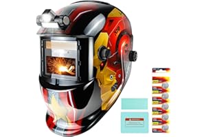 TRQWH Welding Helmet with Light True Color Auto Darkening Welding Helmets for Men Solar Powered Welding Hood with 2 Arc Sensor Wide Shade 4/9-13 for TIG MIG ARC Cool Welder Mask