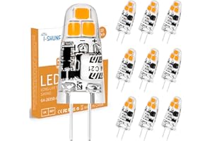 I-SHUNFA G4 LED Ampoule,AC/DC 12V,120LM Blanc Chaud 3000K,Non Dimmable G4 LED Lampe,1.2W Remplacement 15W Ampoule Halogène,Pas de Scintillement,10er Pack