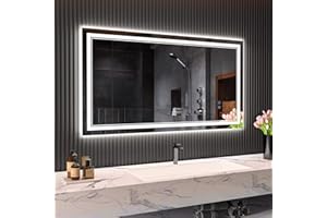 BAKLON Bathroom Mirror with LED Lights,1200 X 700 mm Illuminated Backlit Wall Mounted Vanity Mirror Dimmable 3 Colors [IP65 Rated] with Touch Sensor,Energy-Saving,Anti-fog,Horizontal/Vertical