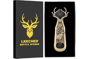 LKKCHER Décapsuleur de Bois de Cerf - Cadeau Personnalisé pour Femme et Homme, Anniversaire et Noël, Chasseur et Fans de Cerf
