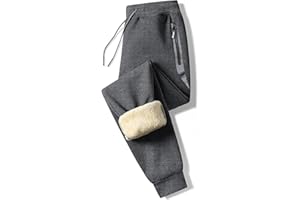 Tansozer Pantalon Homme Chaud Doublé de Polaire Coton Pantalons de Sport Jogging Homme avec Poches Zippées