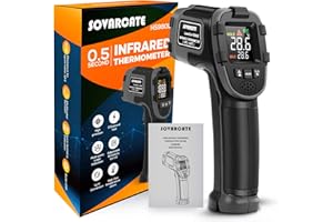 Termometr na podczerwień SOVARCATE cyfrowy pistolet do temperatury alarm wysokiej i niskiej temperatury -50°C ~ 600°C ~ sonda temperatury do gotowania pizzy piekarnika i grilla z regulowaną emisją