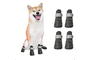 OHCOZZY Waterproof Dog Boots Paw Protector, Anti-Slip Dog Shoes with Adjustable Reflective Straps for Small Medium Large Dogs 4 Pcs(M, Black)