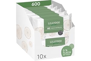 ‎LILLYDOO LILLYDOO green Natürliche Feuchttücher, 600 Stück (10 x 60), 100% plastikfreies Tuch, ohne Parfüme