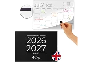 Finoly Magnetisk Kylskåpskalender från Juli 2026 till December 2027 på Engelska (18 Månader) A4