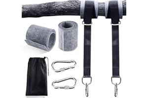 Hamac sangles, 2 Set Sangle Balancoire Suspendu 2x150CM Ultra Résistant avec D-Ring et Coussin Plus épais, Deux Crochets Mousquetons Charge Max 500KG pour Hamac et Balancoire de Jardin