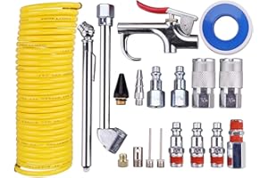 7E TRADING 20 PCS Air Compressor Accessory Kit, Dust Removing Blow Gun with Air Compressor Tool and Nozzle Accessories Kit, Improving Efficiency, for Automotive Repairing, Maintenance