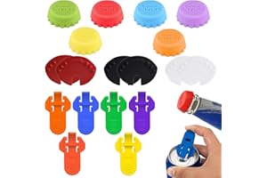 RANYAKE 12 Drinks Can Lids and 6 Beer Can Openers, Drink Can Protector, Drink Can Lid, Reusable Drink Can Lid, Prevents Vermin From Entering Beverage Cans
