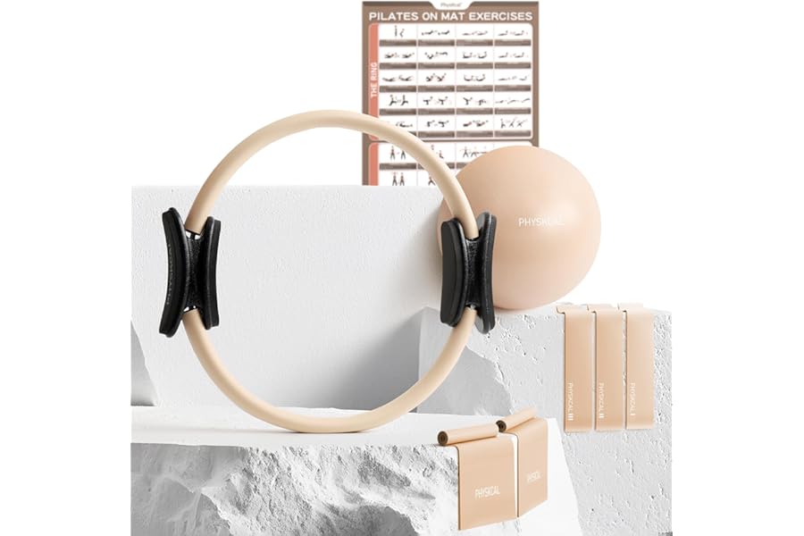 PhysKcal Pilates Kit, 15-Inch Pilates Ring or Set, Mat Pilates Equipment at Home, Essential Kit for Pilates Starters