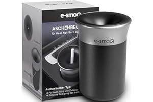 E-SMOQ Aschenbecher für IQOS Iluma – kompatibel mit TEREA & Heets Tabak Sticks | Zubehör für Auto Getränkehalterung, geruchsdicht (schwarz)
