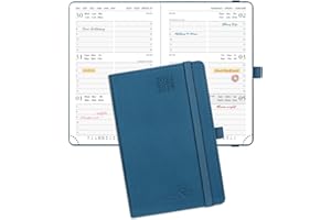 POPRUN 2024-2025 A6 Academic Pocket Diary Week to View Small PU Leather Cover (16x10.5 cm) 17 Months Diary (Aug'24 - Dec'25), 24/25 Mid Year Weekly Planner (Night Sky Blue)